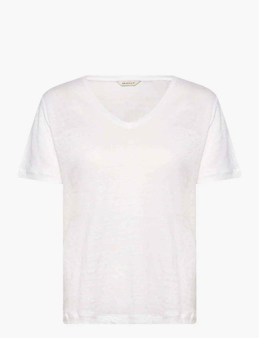 GANT - REG LINEN V-NECK SS T-SHIRT - t-shirts - white - 0