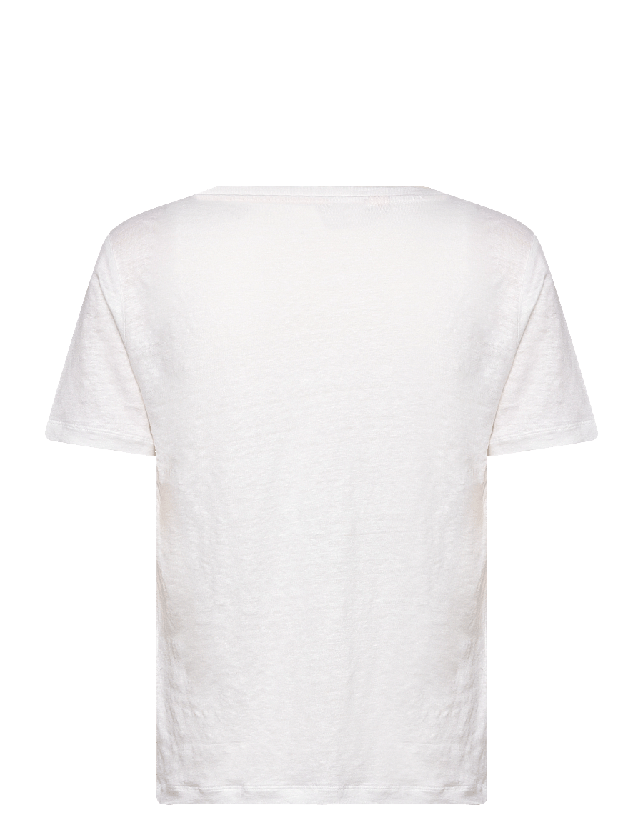 Gant - REG LINEN V-NECK SS T-SHIRT - t-shirts - white - 2