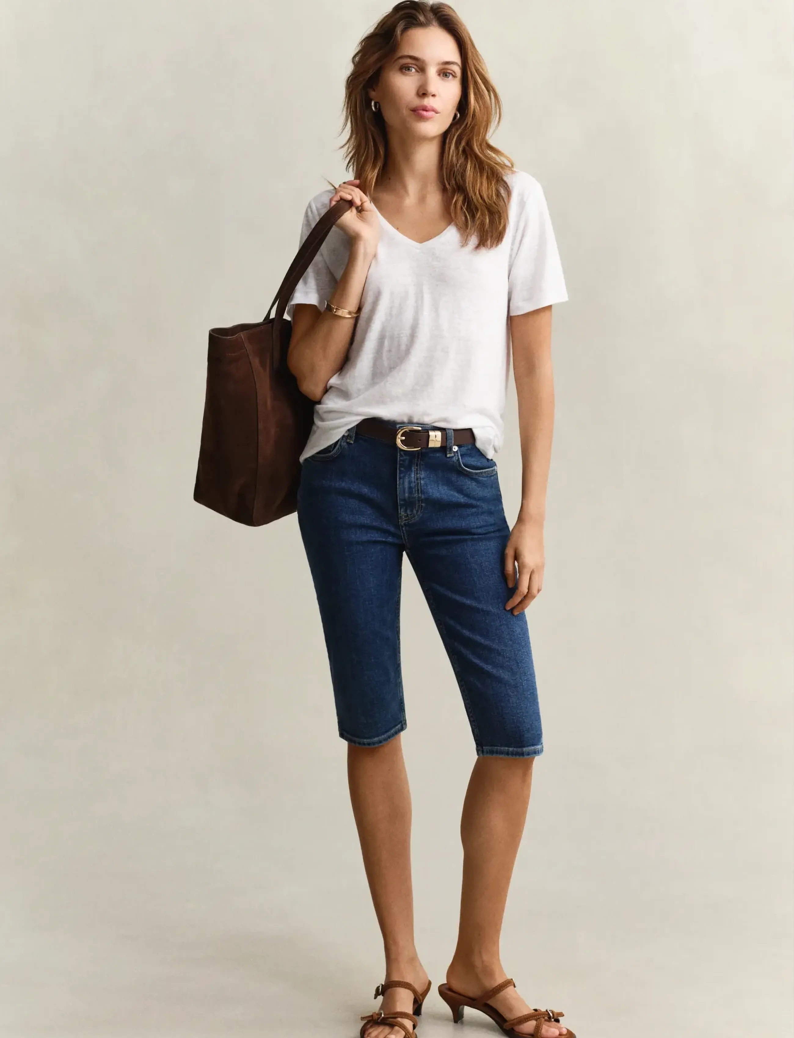 Gant - REG LINEN V-NECK SS T-SHIRT - white - 5