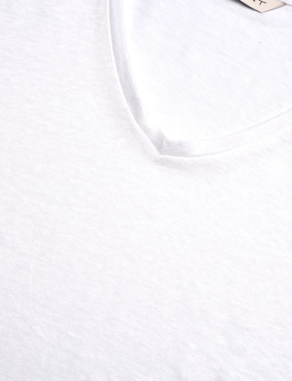 GANT - REG LINEN V-NECK SS T-SHIRT - t-shirts - white - 2