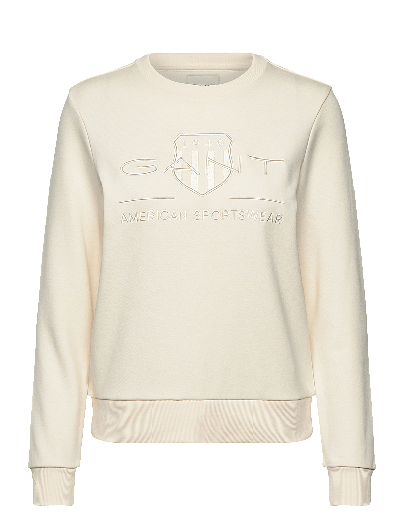 GANT - REG TONAL SHIELD C-NECK SWEAT - modetrender - linen - 1