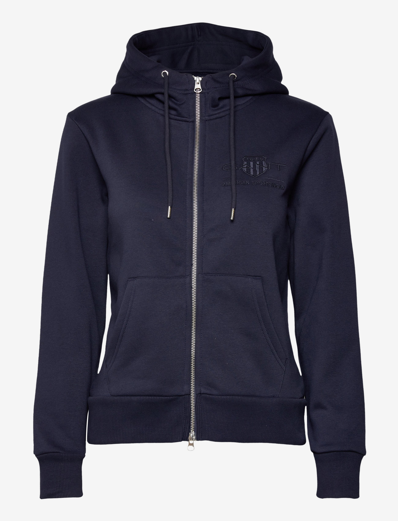 Gant REG TONAL SHIELD ZIP HOODIE - Kleidung - EVENING BLUE / navy