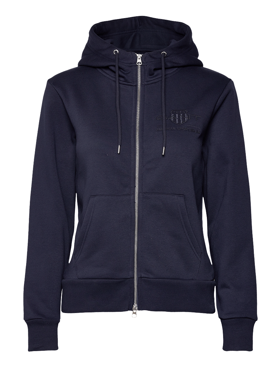 Gant - REG TONAL SHIELD ZIP HOODIE - kapuzenpullover - evening blue - 1