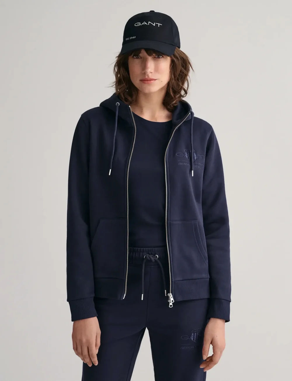 GANT - REG TONAL SHIELD ZIP HOODIE - hættetrøjer - evening blue - 0
