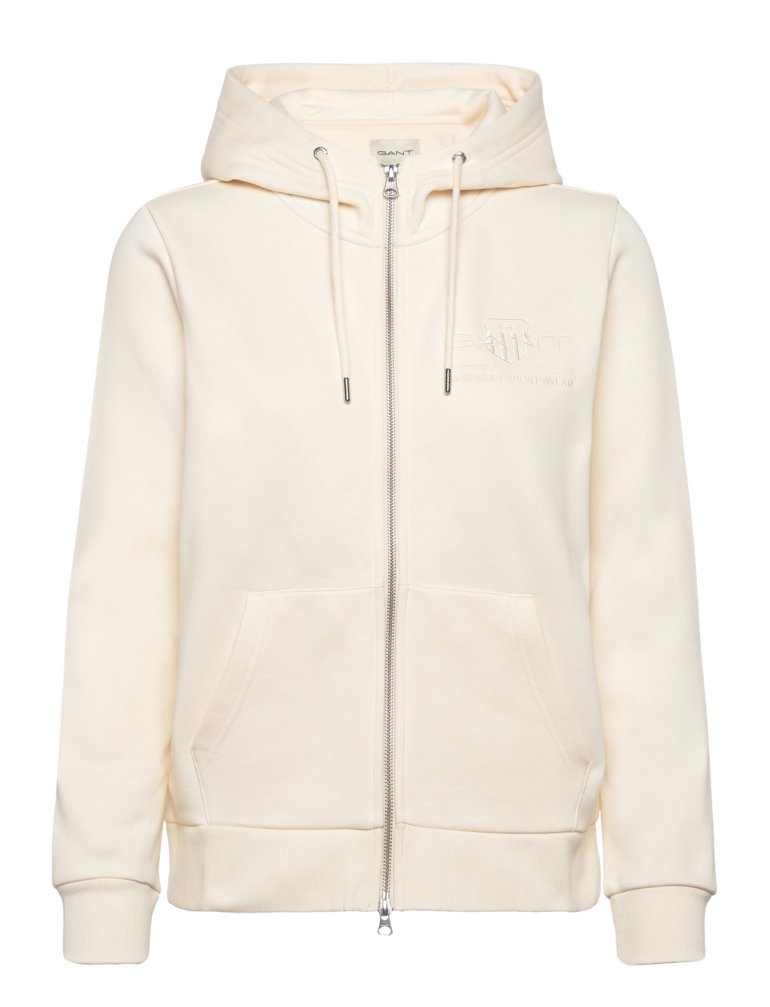 GANT Reg Tonal Shield Zip Hoodie Cream - XS - Damen