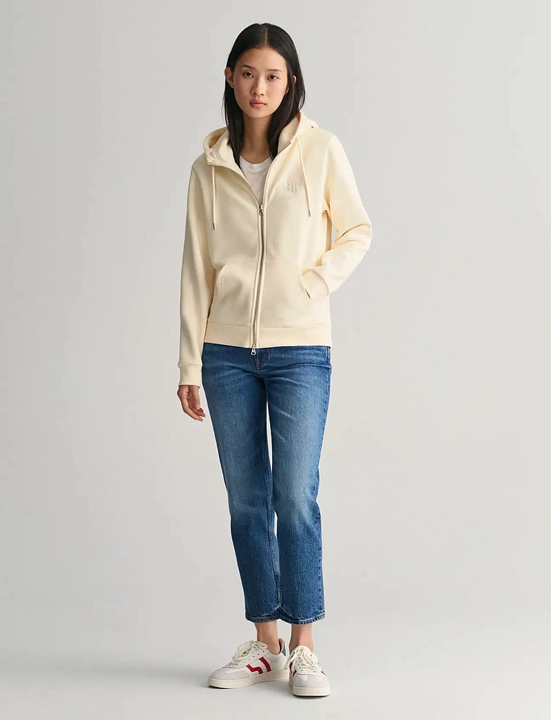 GANT - REG TONAL SHIELD ZIP HOODIE - kapuzenpullover - linen - 5