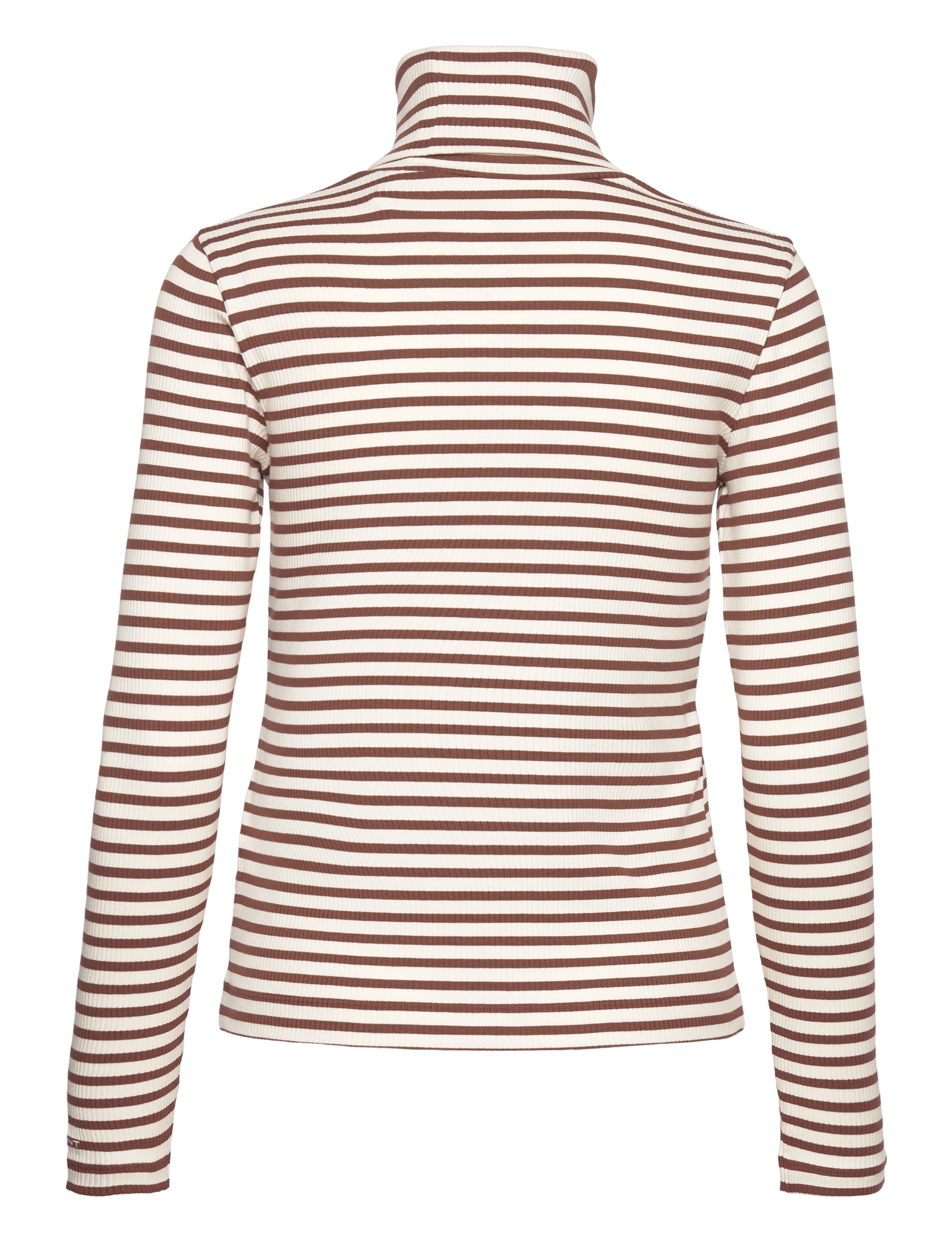 GANT - SLIM STRIPED RIBBED TURTLENECK - weathered brown - 1