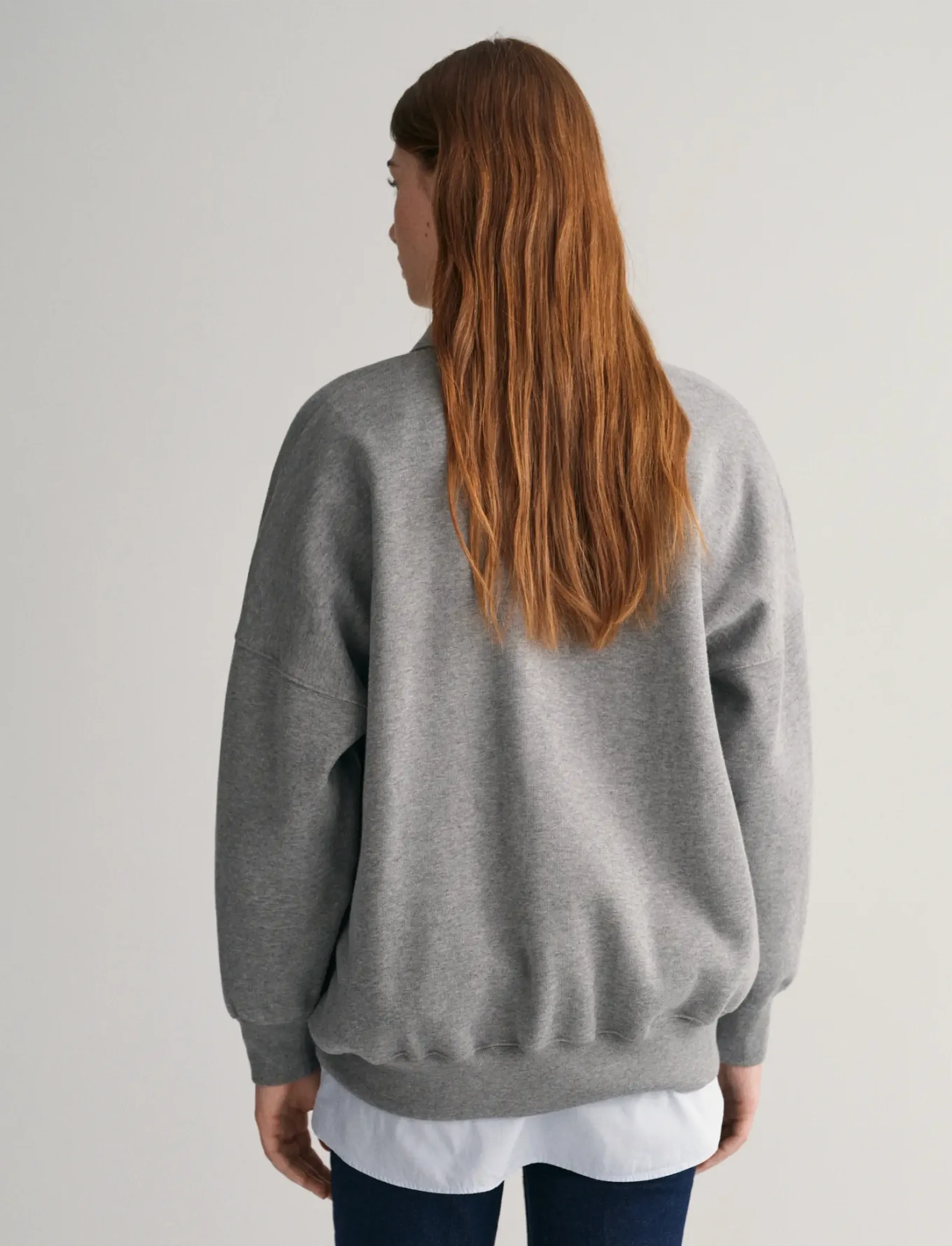GANT - OVERSIZED RUGGER SWEAT - grey melange - 3