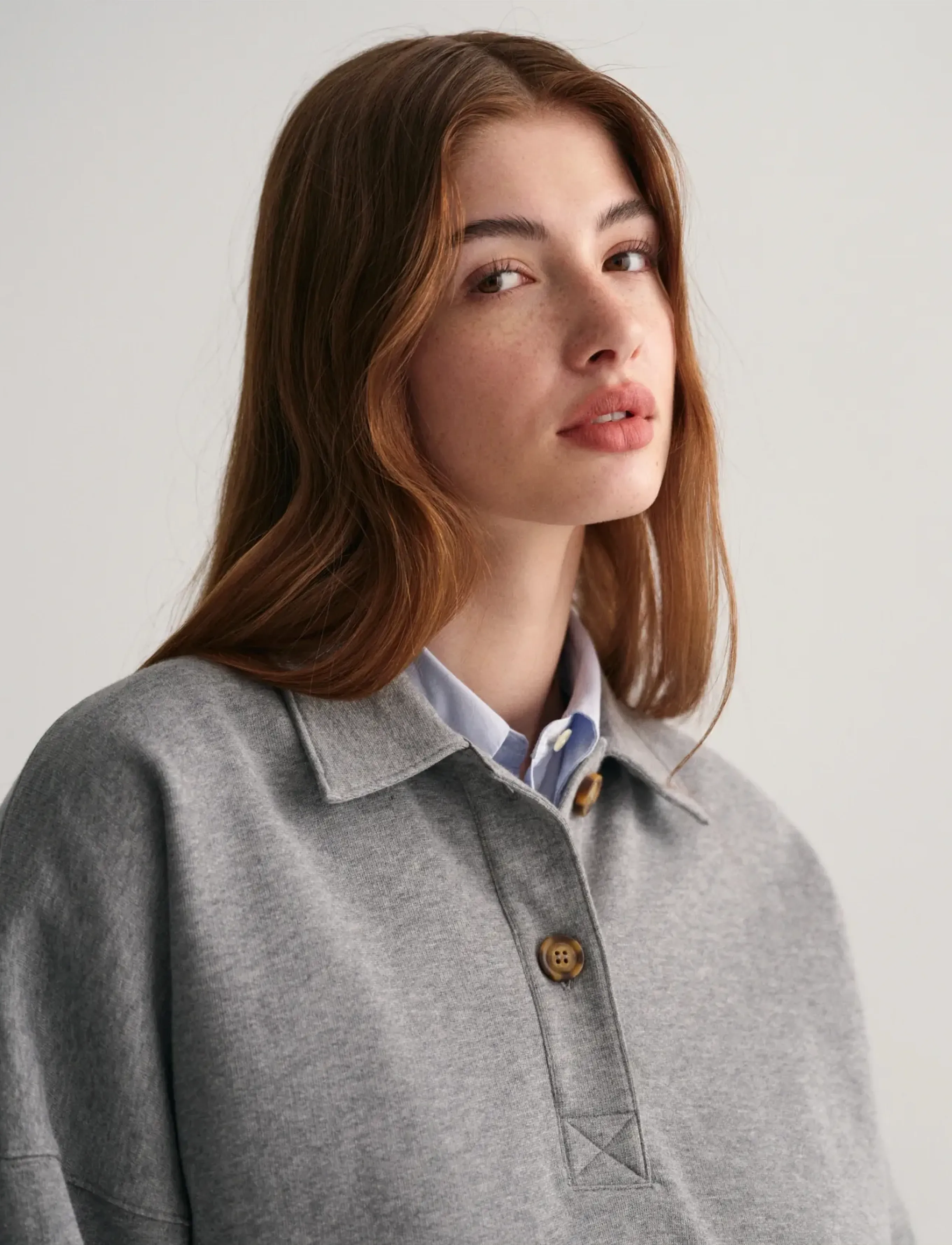 GANT - OVERSIZED RUGGER SWEAT - grey melange - 4