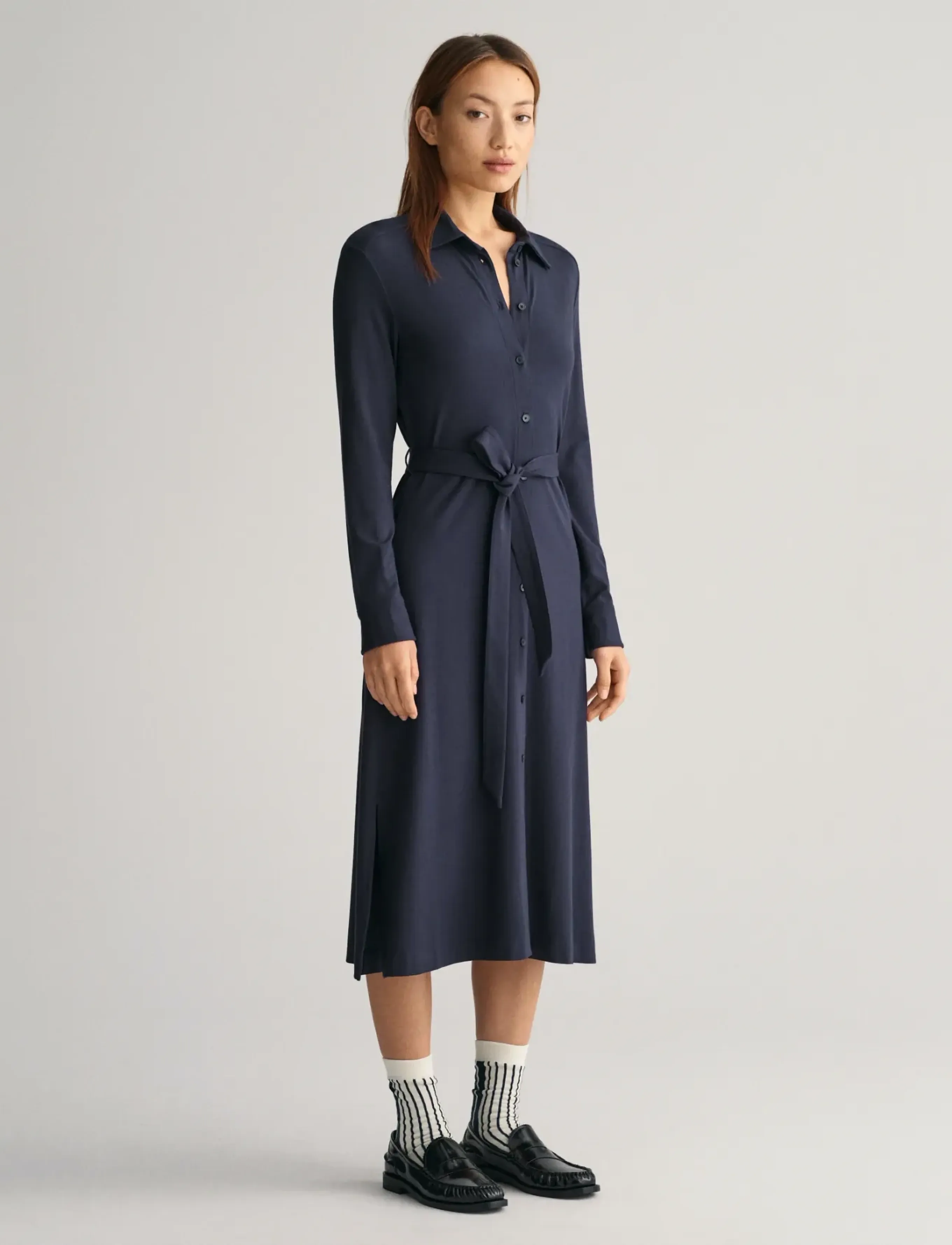 Gant Slim Jersey Shirt Dress, XXL, Dresses, Blau - Knee-length & Midi, Frauen