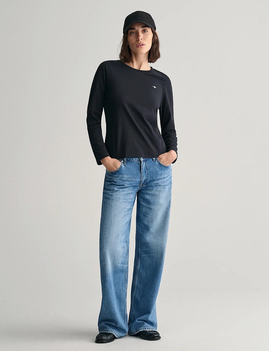 Gant - REG SHIELD LS T-SHIRT - langærmede toppe - black - 5