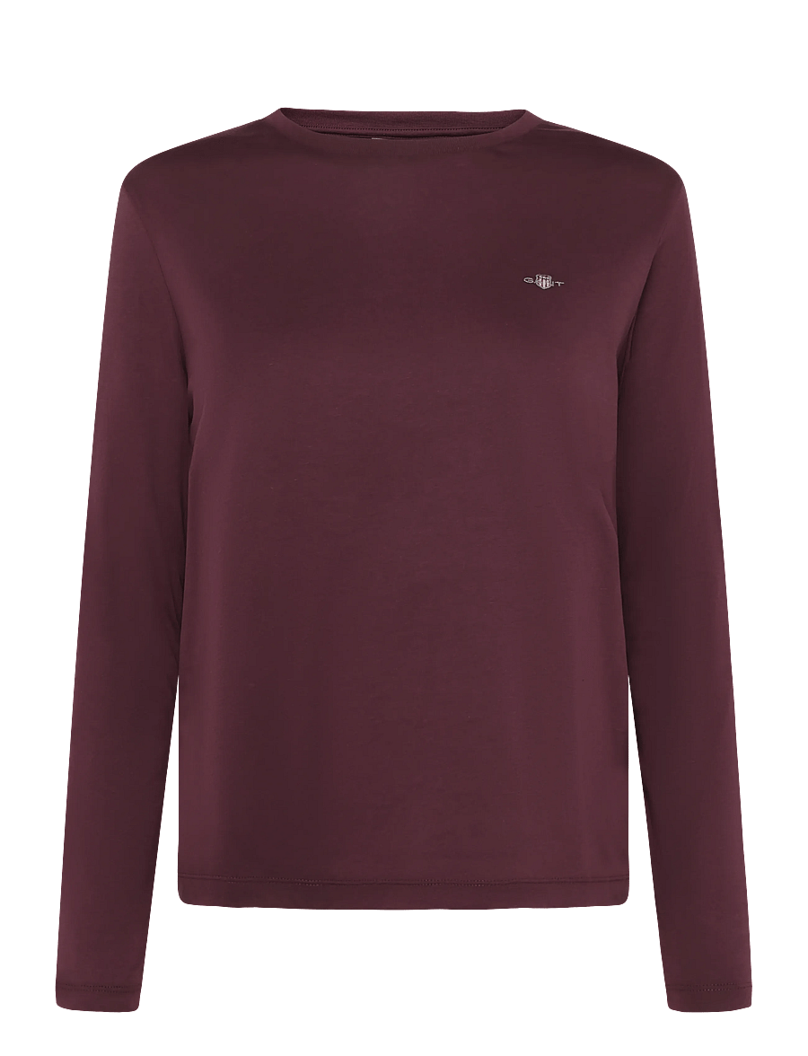 Gant - REG SHIELD LS T-SHIRT - langærmede toppe - darkened wine - 0