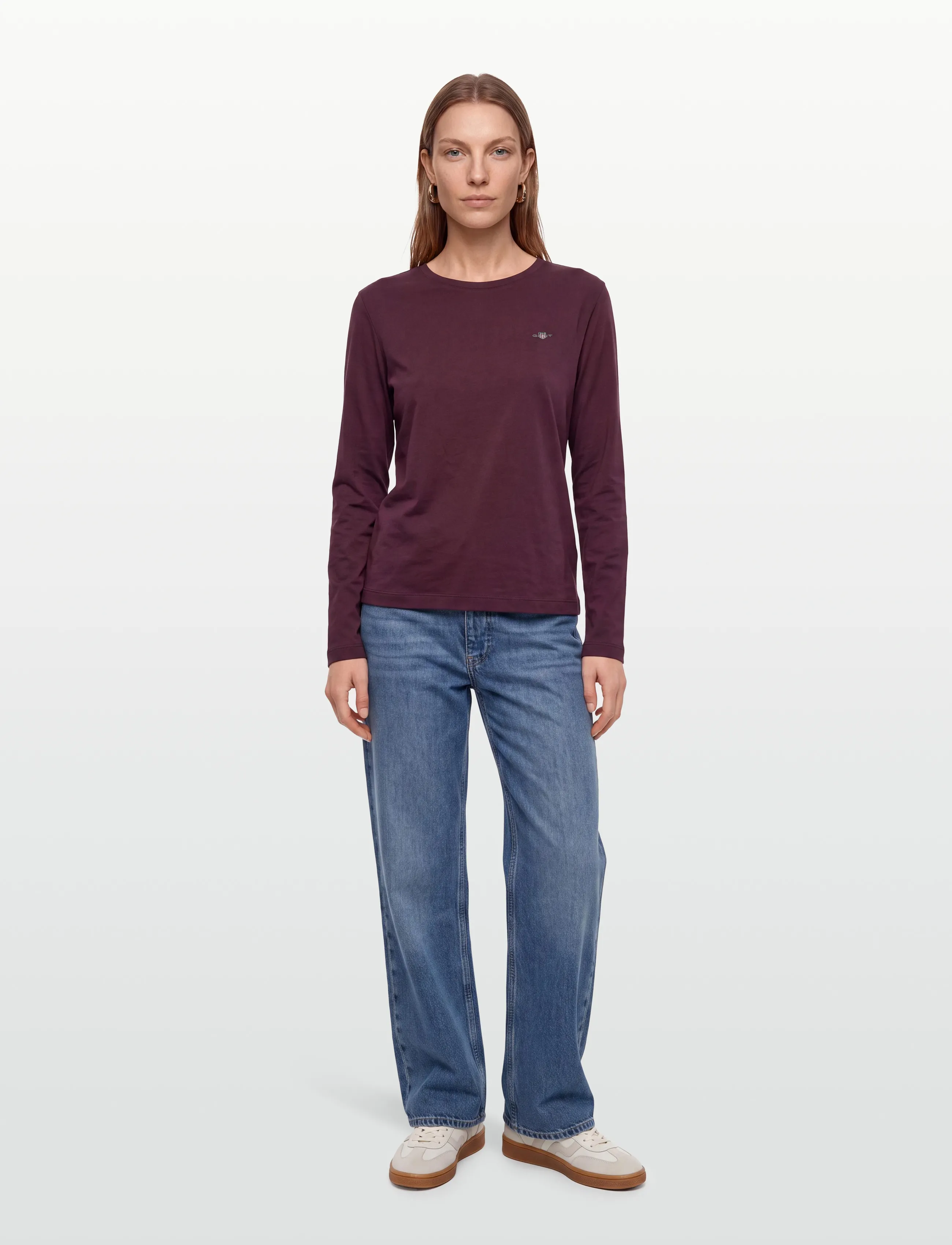 Gant REG SHIELD LS T-SHIRT - T-shirts & Toppar - DARKENED WINE / burgundy