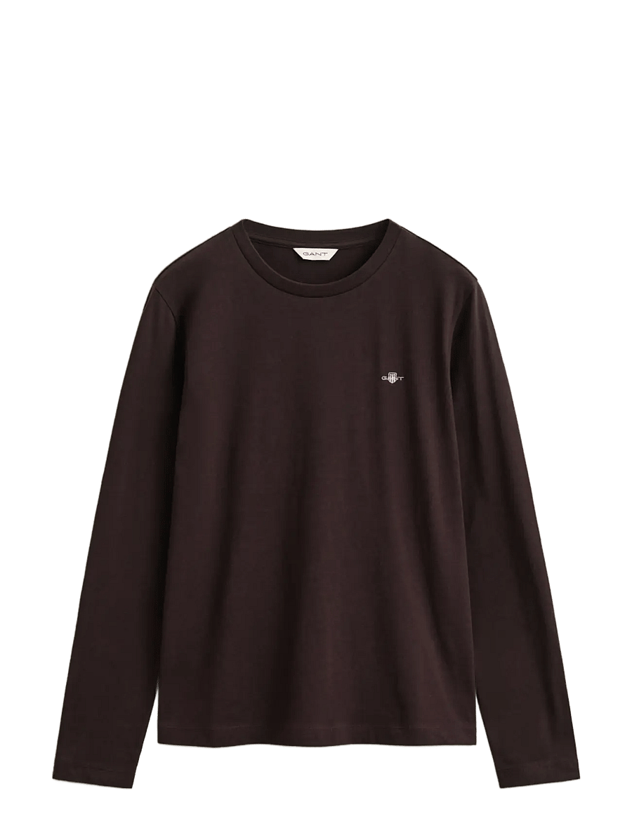 Gant - REG SHIELD LS T-SHIRT - langærmede toppe - deep brown - 0