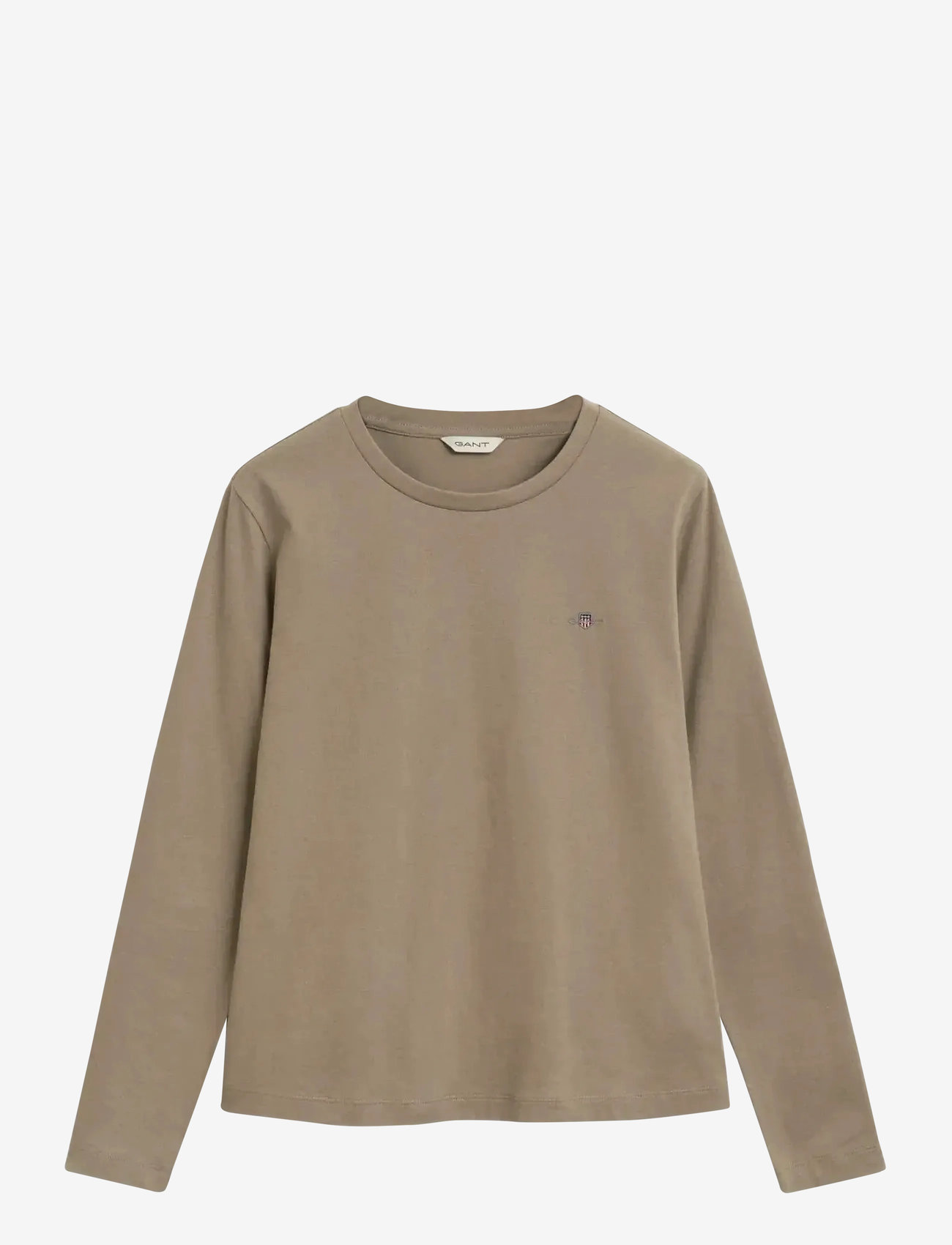 GANT - REG SHIELD LS T-SHIRT - långärmade toppar - taupe beige - 0