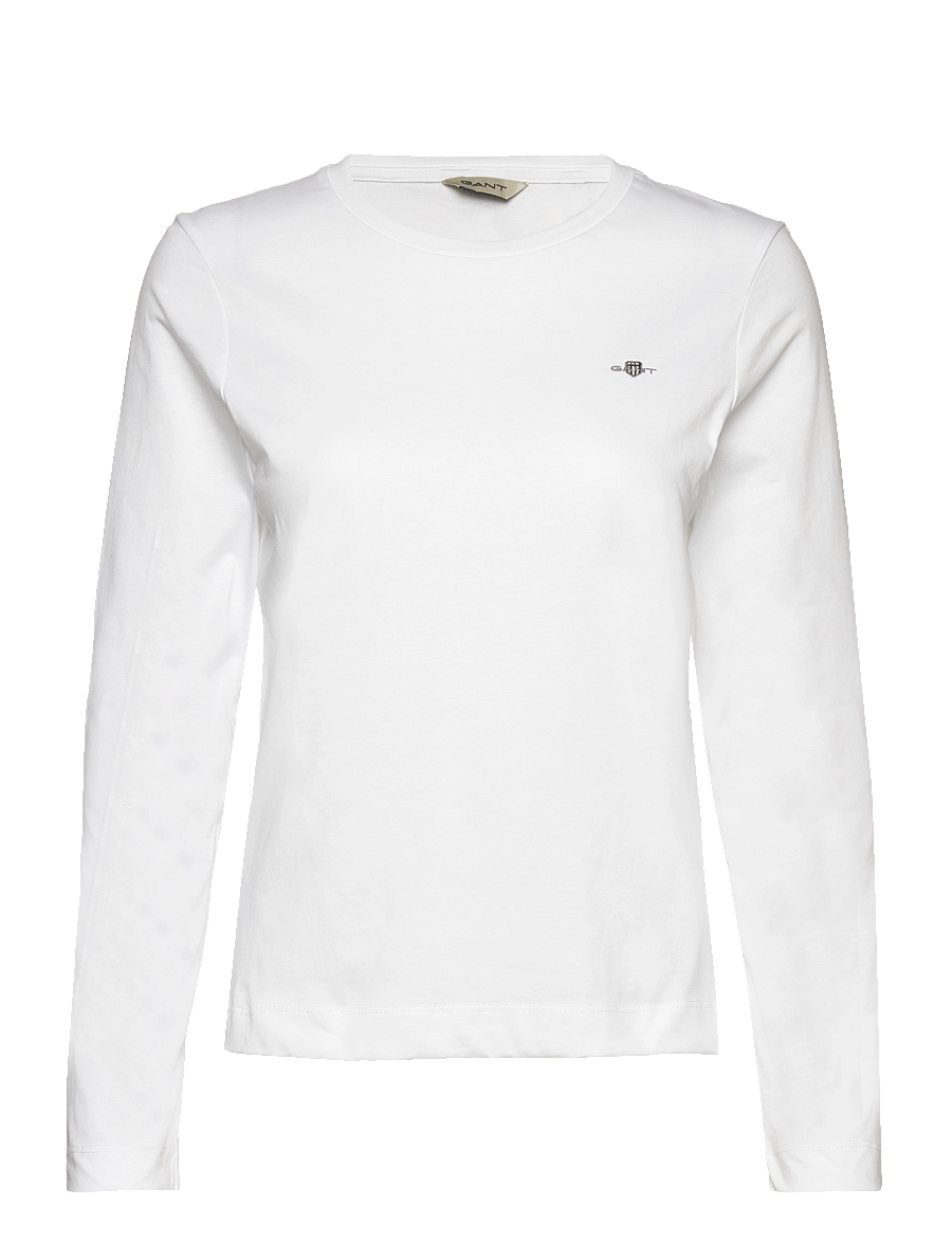 Gant - REG SHIELD LS T-SHIRT - långärmade toppar - white - 1