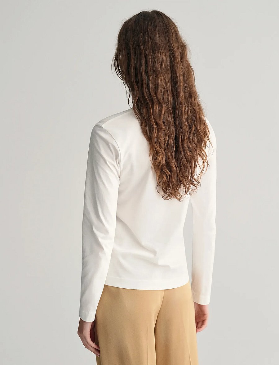 Gant - REG SHIELD LS T-SHIRT - långärmade toppar - white - 3