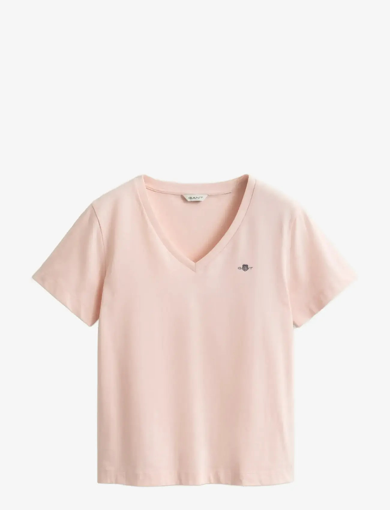 GANT - REG SHIELD SS V-NECK T-SHIRT - t-shirts - apricot pink - 1