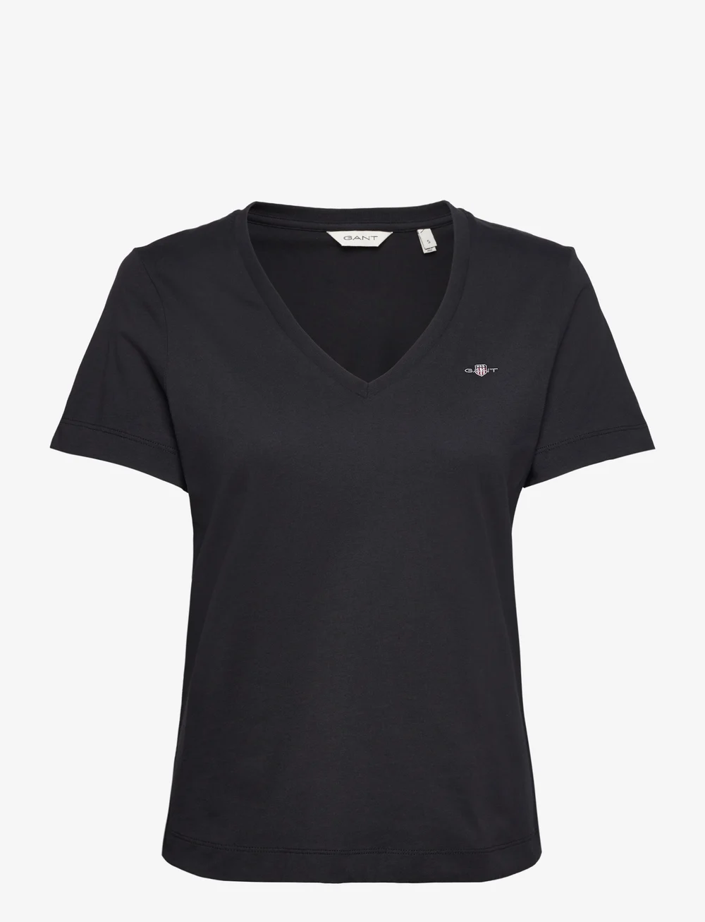 GANT - REG SHIELD SS V-NECK T-SHIRT - t-shirts - black - 1