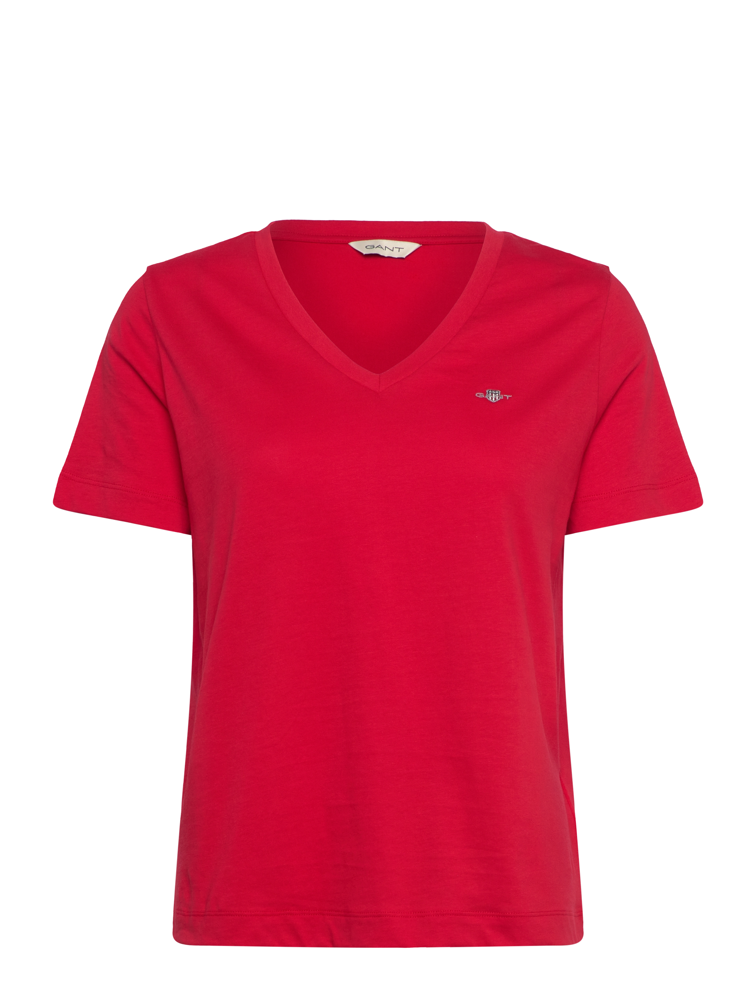 GANT REG SHIELD SS V-NECK T-SHIRT - T-Shirts & Tops - BRIGHT RED / red