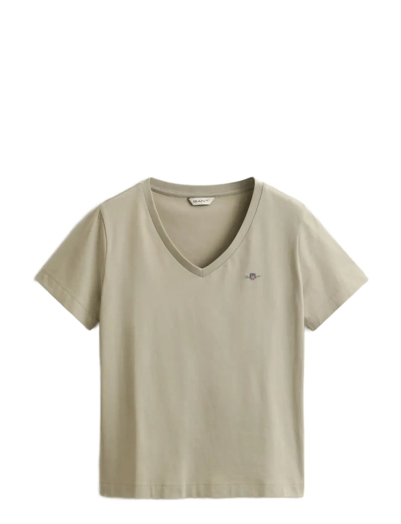 Gant REG SHIELD SS V-NECK T-SHIRT - Tøj - COUNTRY BEIGE / beige