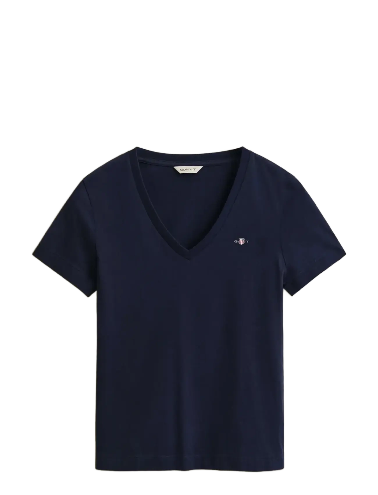 Gant REG SHIELD SS V-NECK T-SHIRT - Kläder - EVENING BLUE / navy