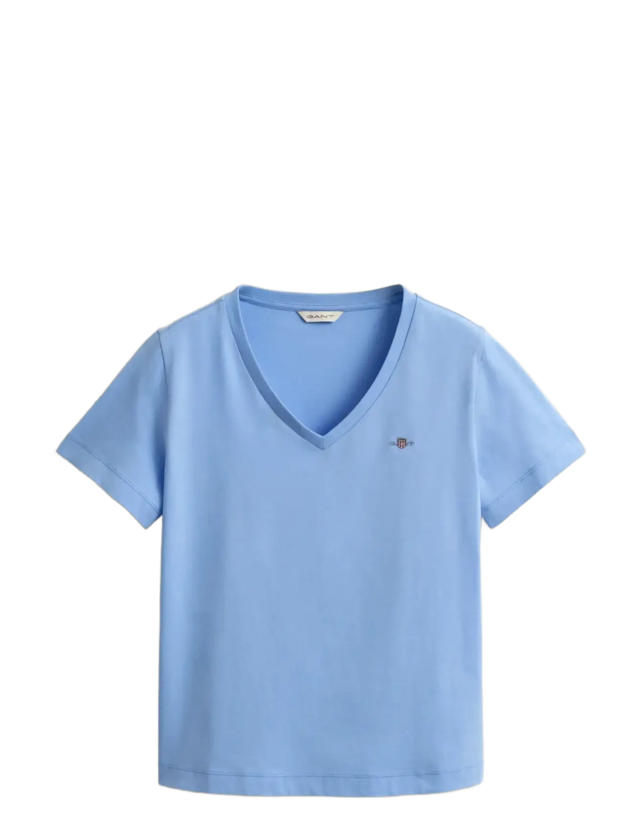 Gant REG SHIELD SS V-NECK T-SHIRT - Clothing - HYDRANGEA BLUE / blue