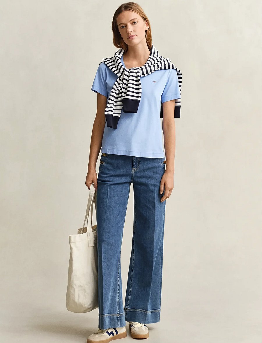 Gant - REG SHIELD SS V-NECK T-SHIRT - t-shirts - hydrangea blue - 3