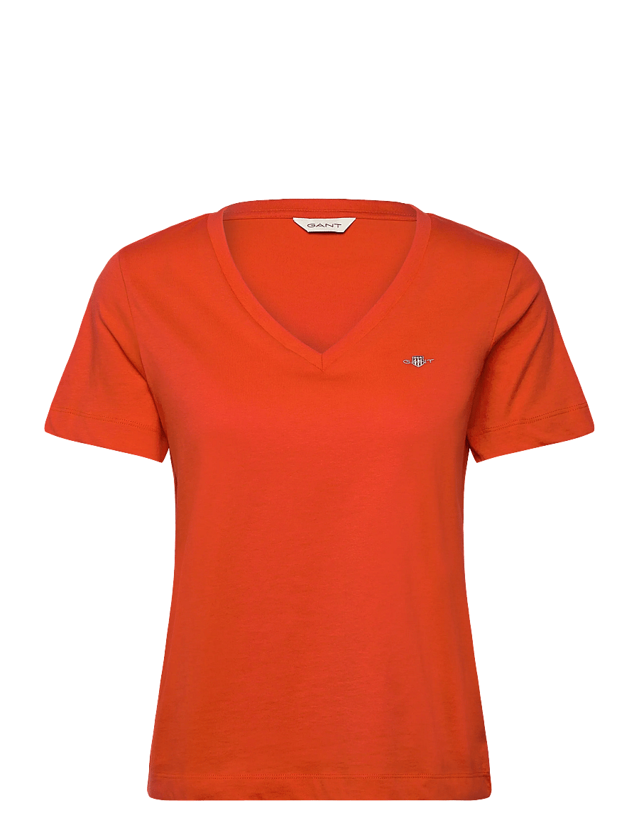 Gant - REG SHIELD SS V-NECK T-SHIRT - t-shirts - perfect red - 1