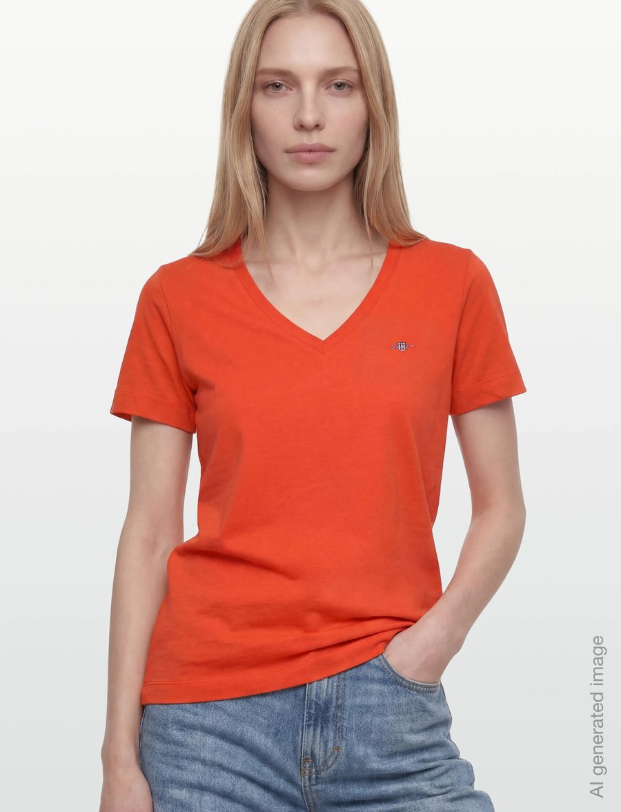 Gant - REG SHIELD SS V-NECK T-SHIRT - t-shirts - perfect red - 3
