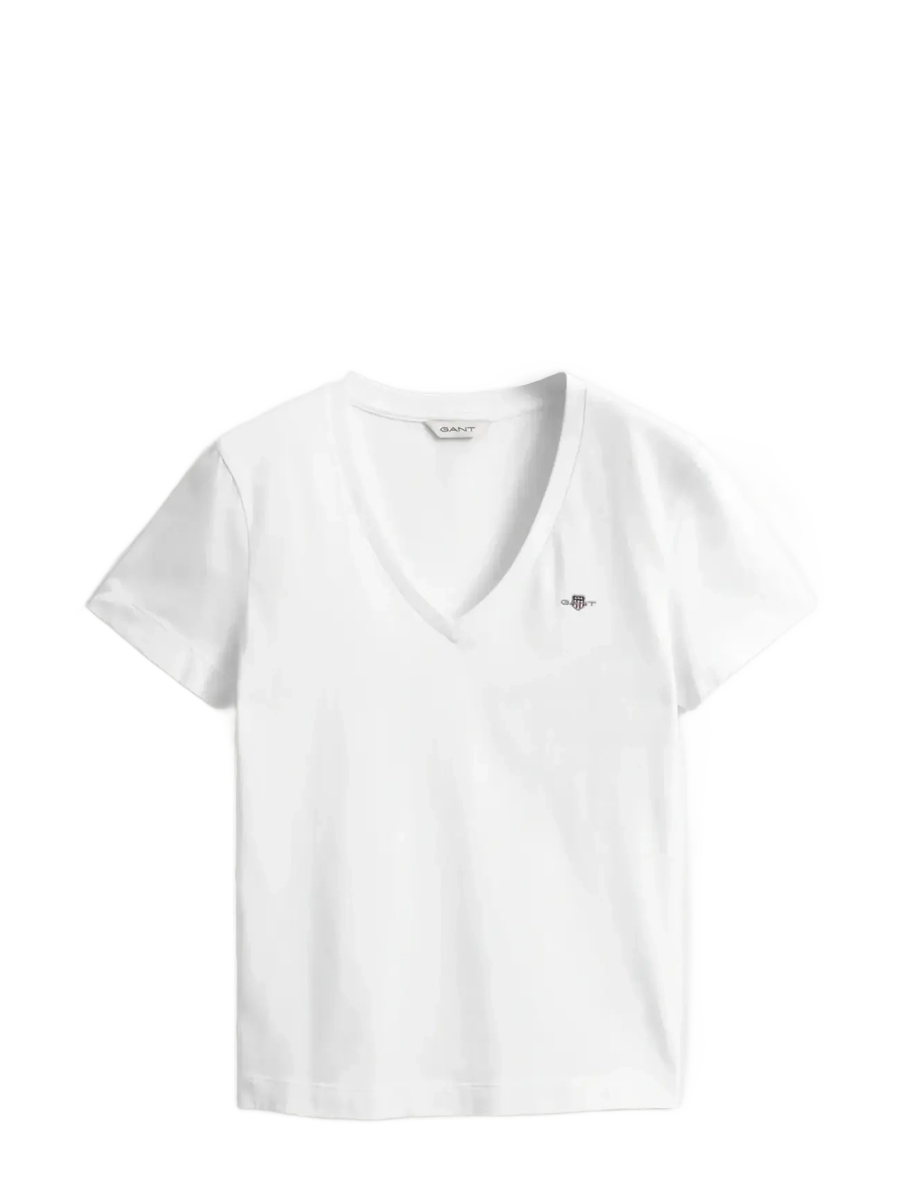 Gant REG SHIELD SS V-NECK T-SHIRT - Clothing - WHITE / white