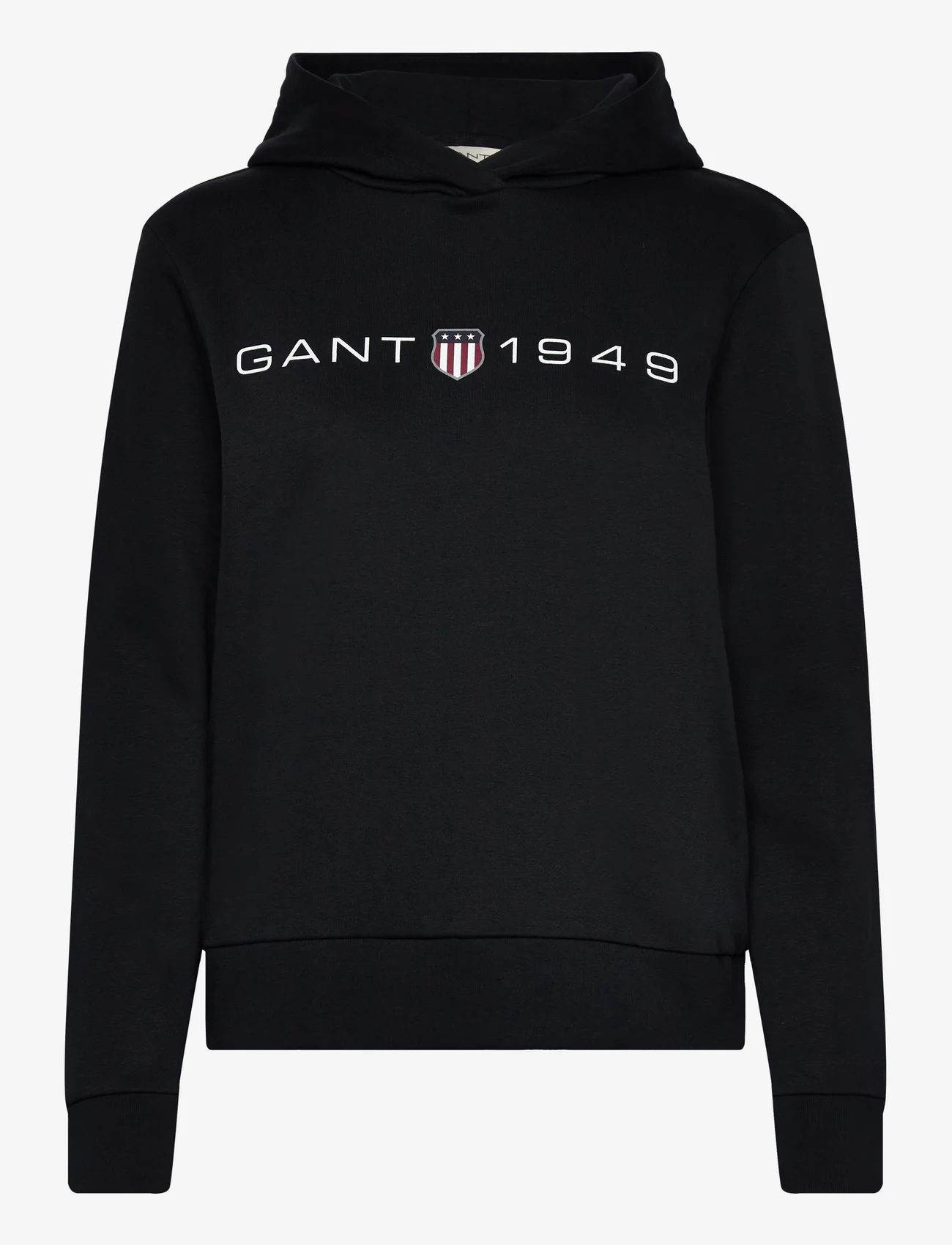 GANT - REG PRINTED GRAPHIC HOODIE - džemperi ar kapuci - black - 0