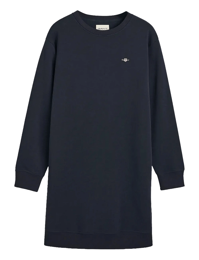 GANT - SHIELD C-NECK SWEAT DRESS - korta klänningar - evening blue - 1