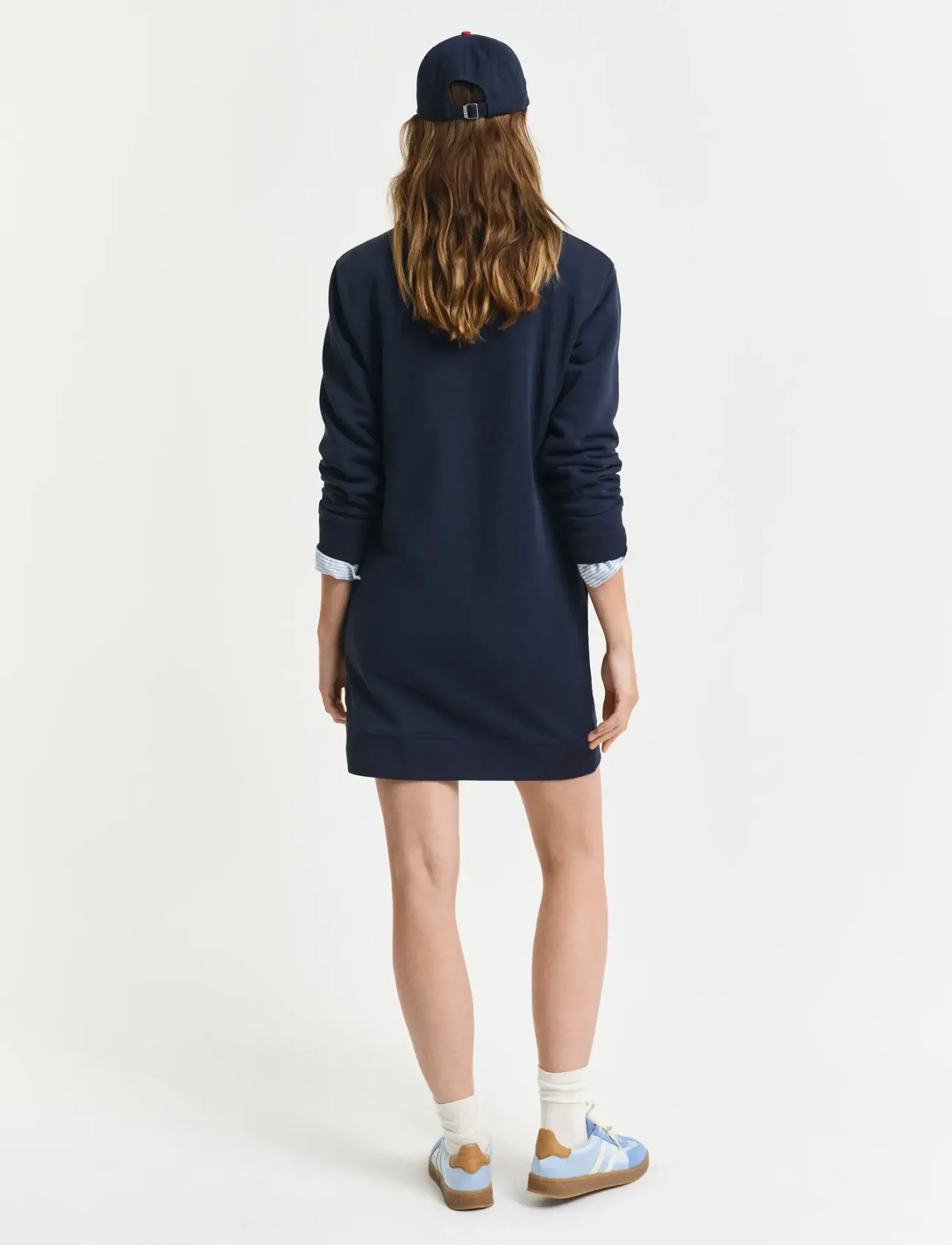 Gant - SHIELD C-NECK SWEAT DRESS - short dresses - evening blue - 3