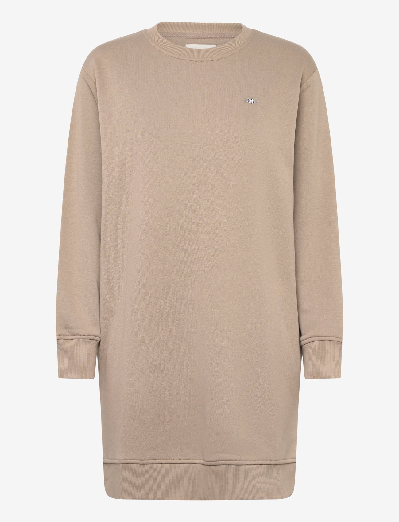 GANT - SHIELD C-NECK SWEAT DRESS - korte kjoler - taupe beige - 0
