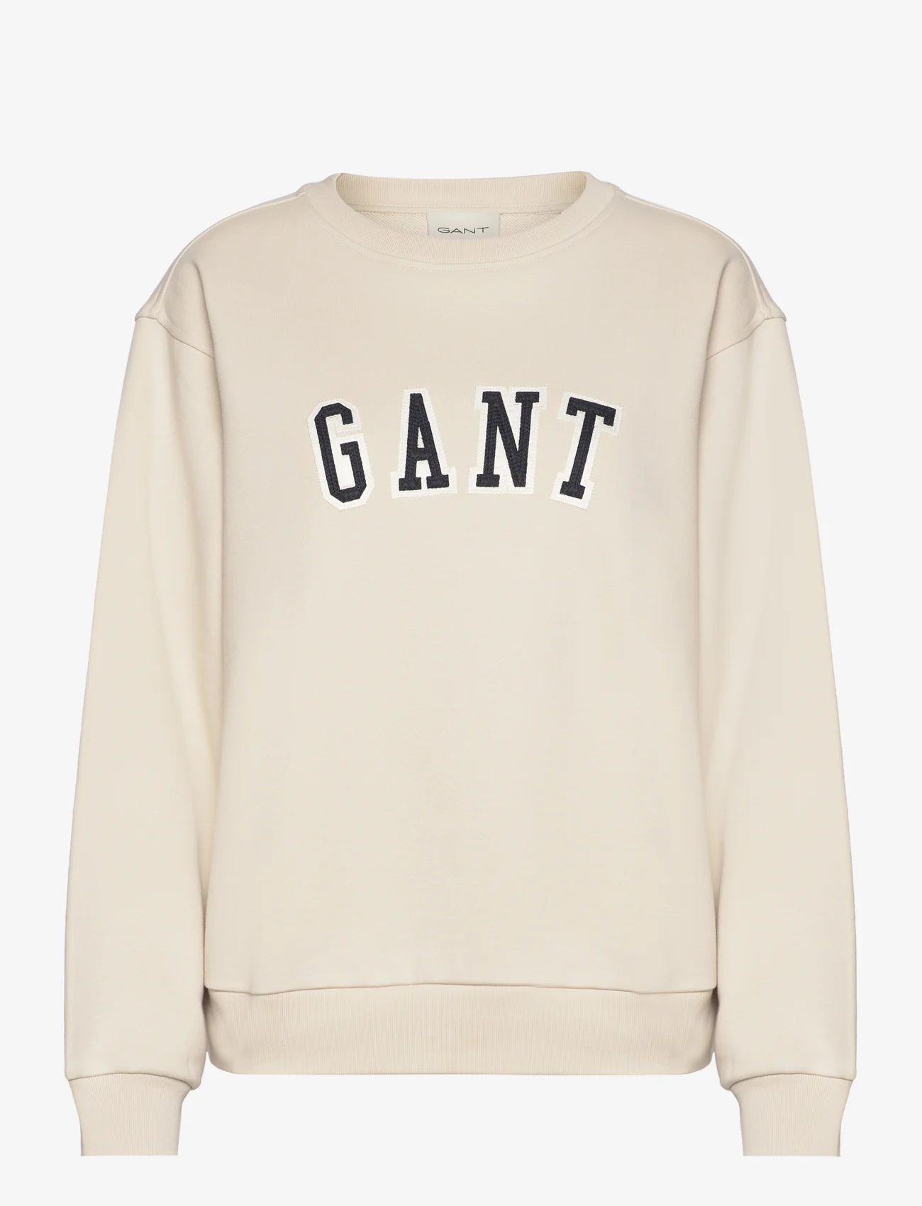 GANT - LOGO C-NECK SWEAT - sportiska stila džemperi un džemperi ar kapuci - soft oat - 0