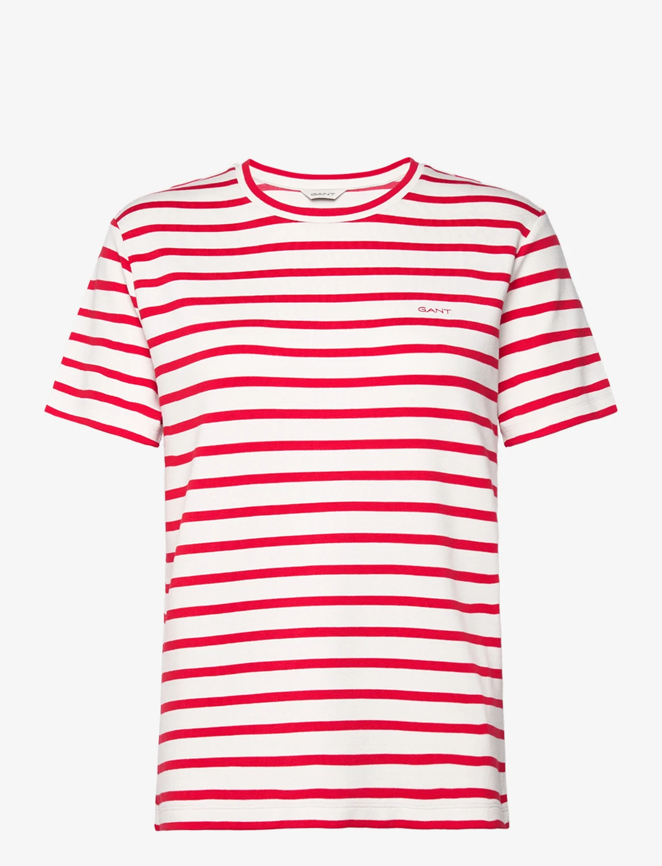 GANT - STRIPED SS T-SHIRT - t-shirts - bright red - 0