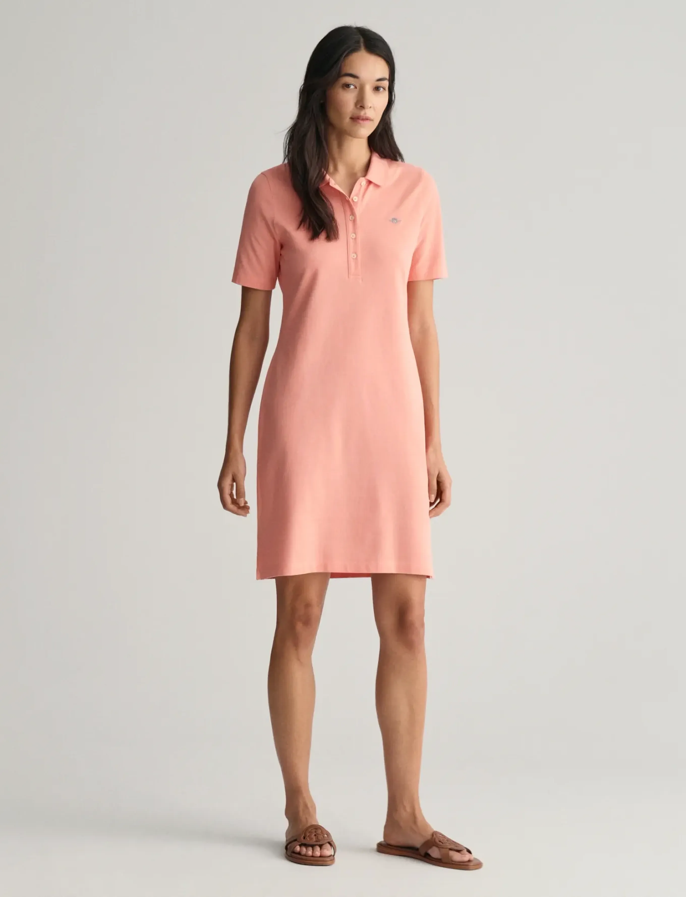 Gant SLIM SHIELD SS PIQUE POLO DRESS - T-skjortekjoler - PEACHY PINK / pink/rose