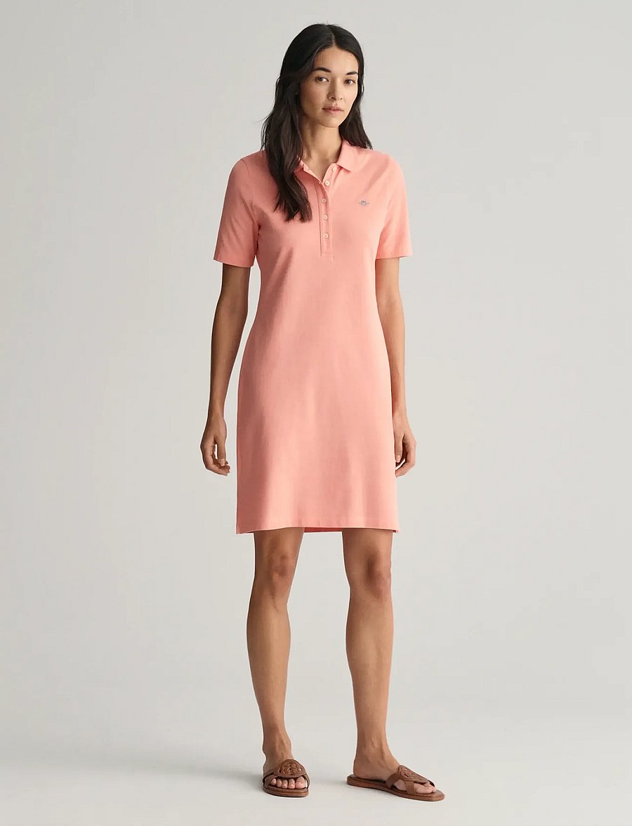 Gant - SLIM SHIELD SS PIQUE POLO DRESS - peachy pink - 0