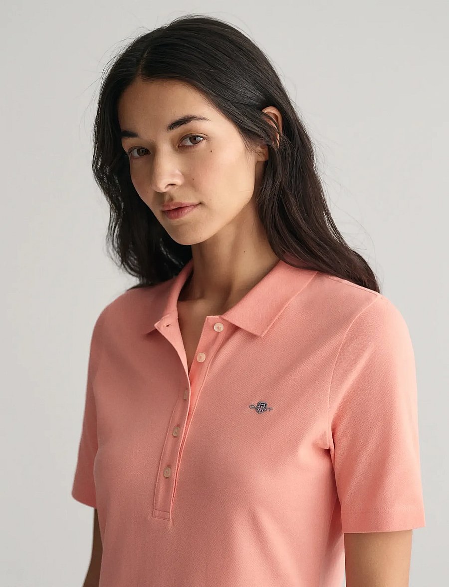 Gant - SLIM SHIELD SS PIQUE POLO DRESS - peachy pink - 4