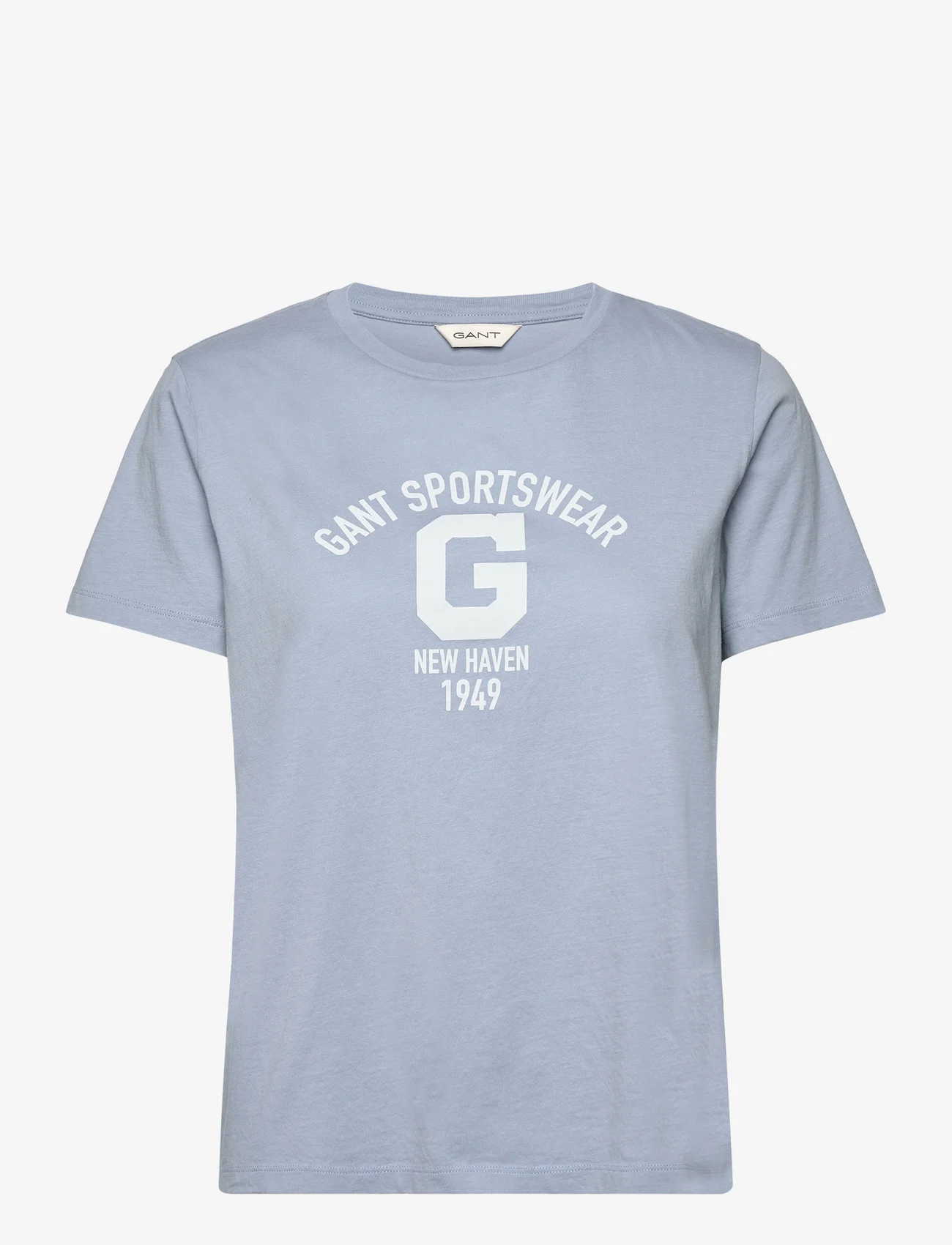 GANT - REG LOGO SS T-SHIRT - t-shirts - dove blue - 0