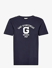 GANT - REG LOGO SS T-SHIRT - t-shirts - evening blue - 0