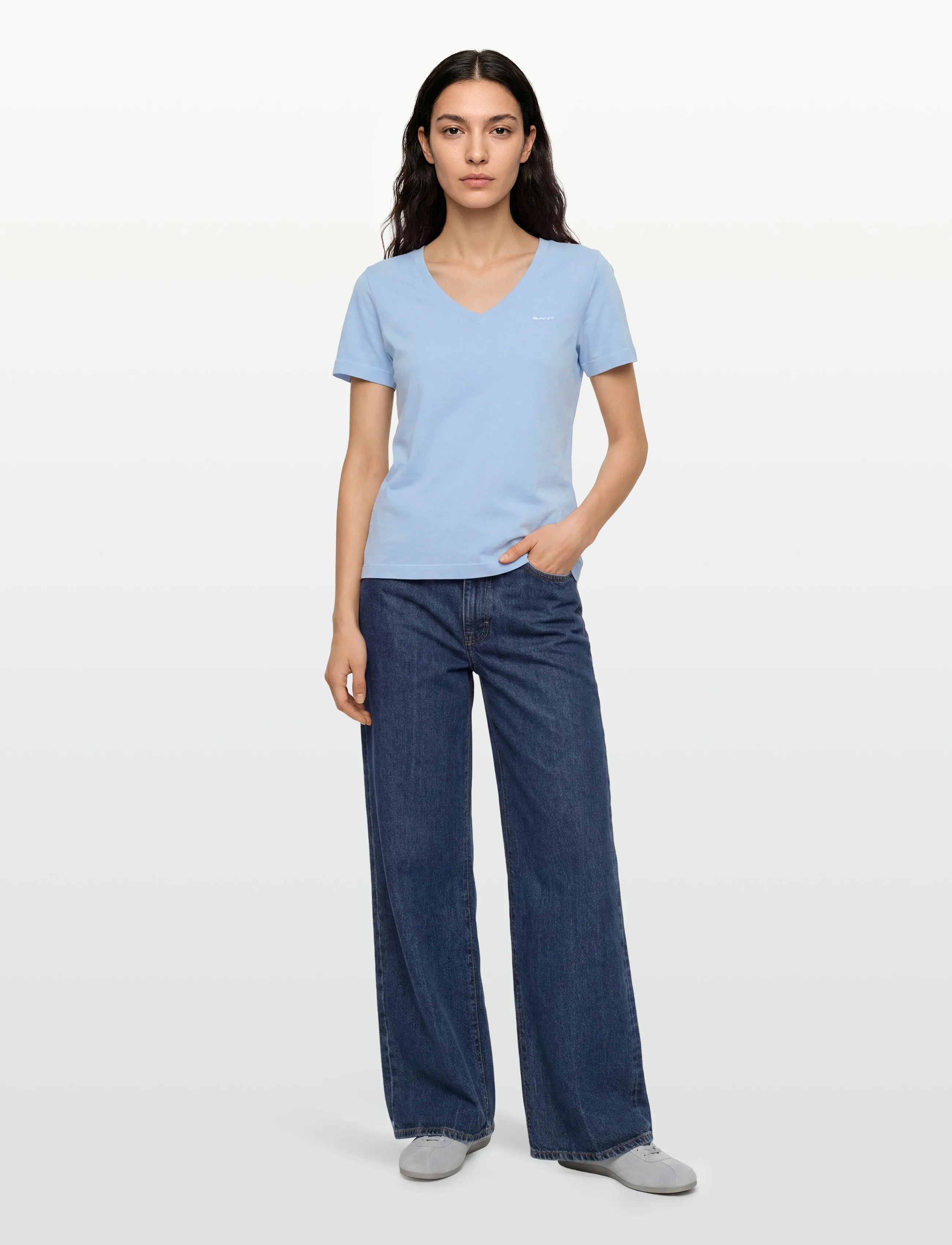Gant - REG SUNFADED SS V-NECK T-SHIRT - t-shirts - fresh blue - 0