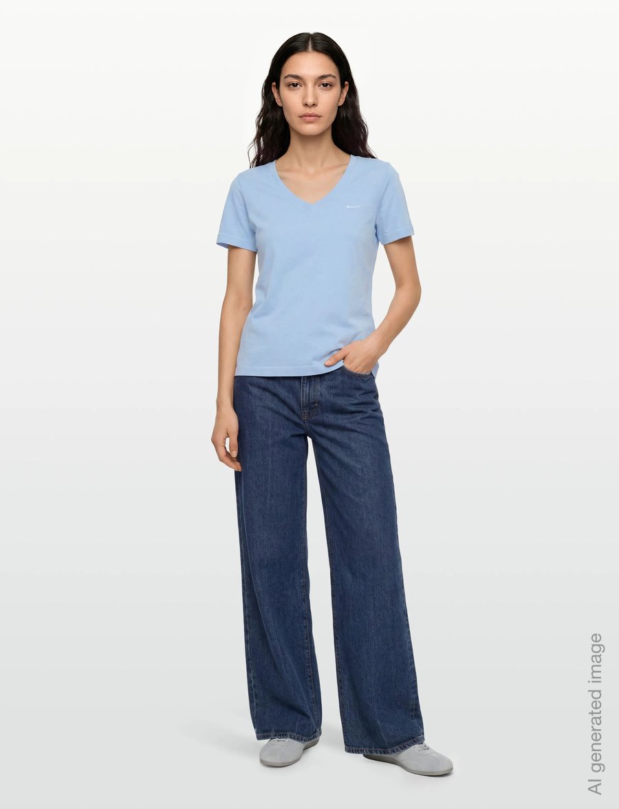 Gant - REG SUNFADED SS V-NECK T-SHIRT - t-shirts - fresh blue - 0