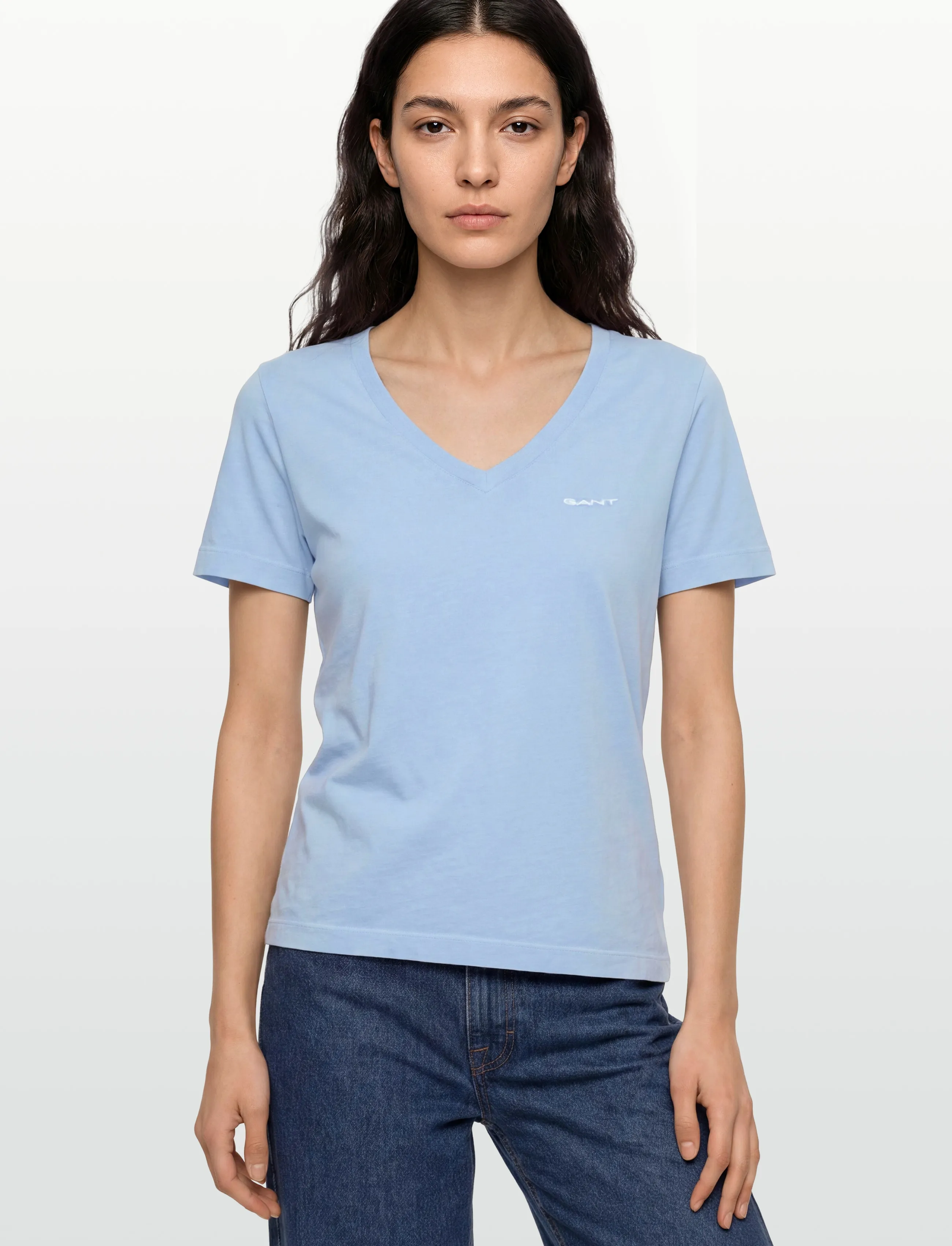 Gant - REG SUNFADED SS V-NECK T-SHIRT - t-shirts - fresh blue - 3