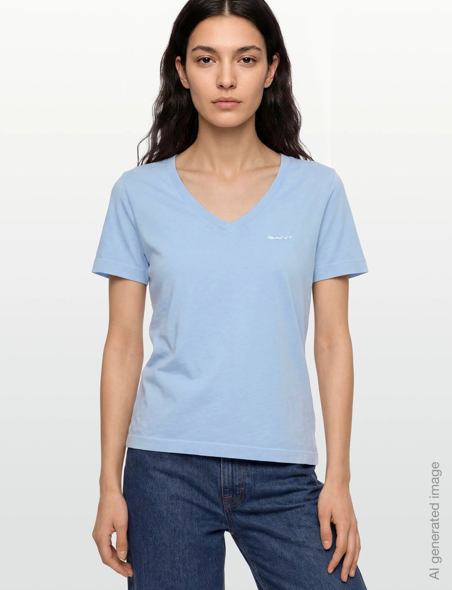 Gant - REG SUNFADED SS V-NECK T-SHIRT - t-shirts - fresh blue - 3