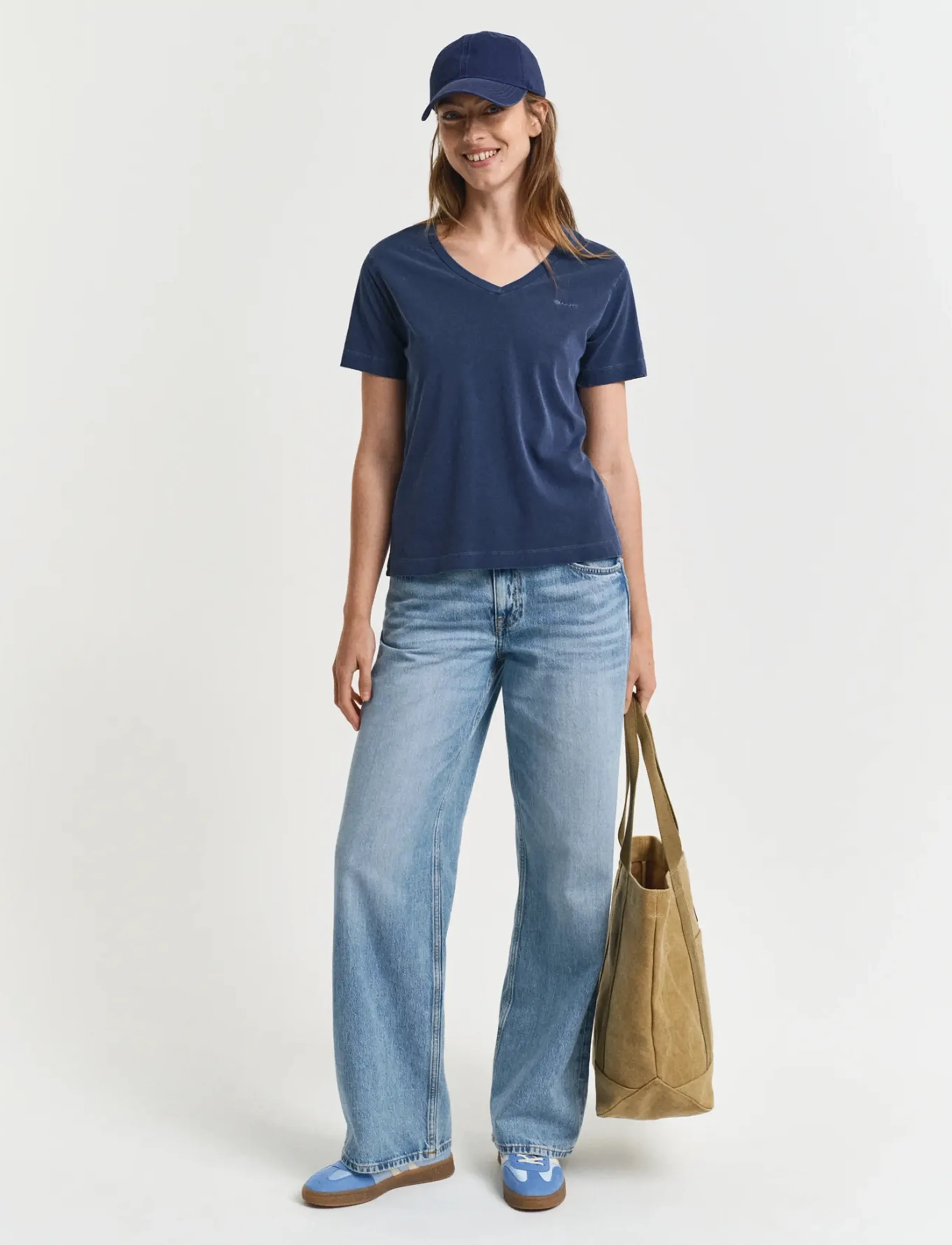 Gant - REG SUNFADED SS V-NECK T-SHIRT - t-shirts - persian blue - 5