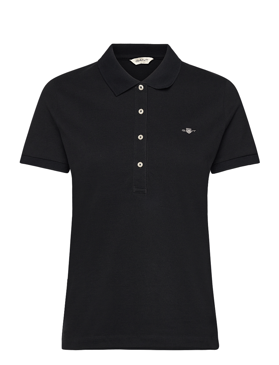 Gant - SLIM SHEILD CAP SLEEVE PIQUE POLO - polos - black - 0