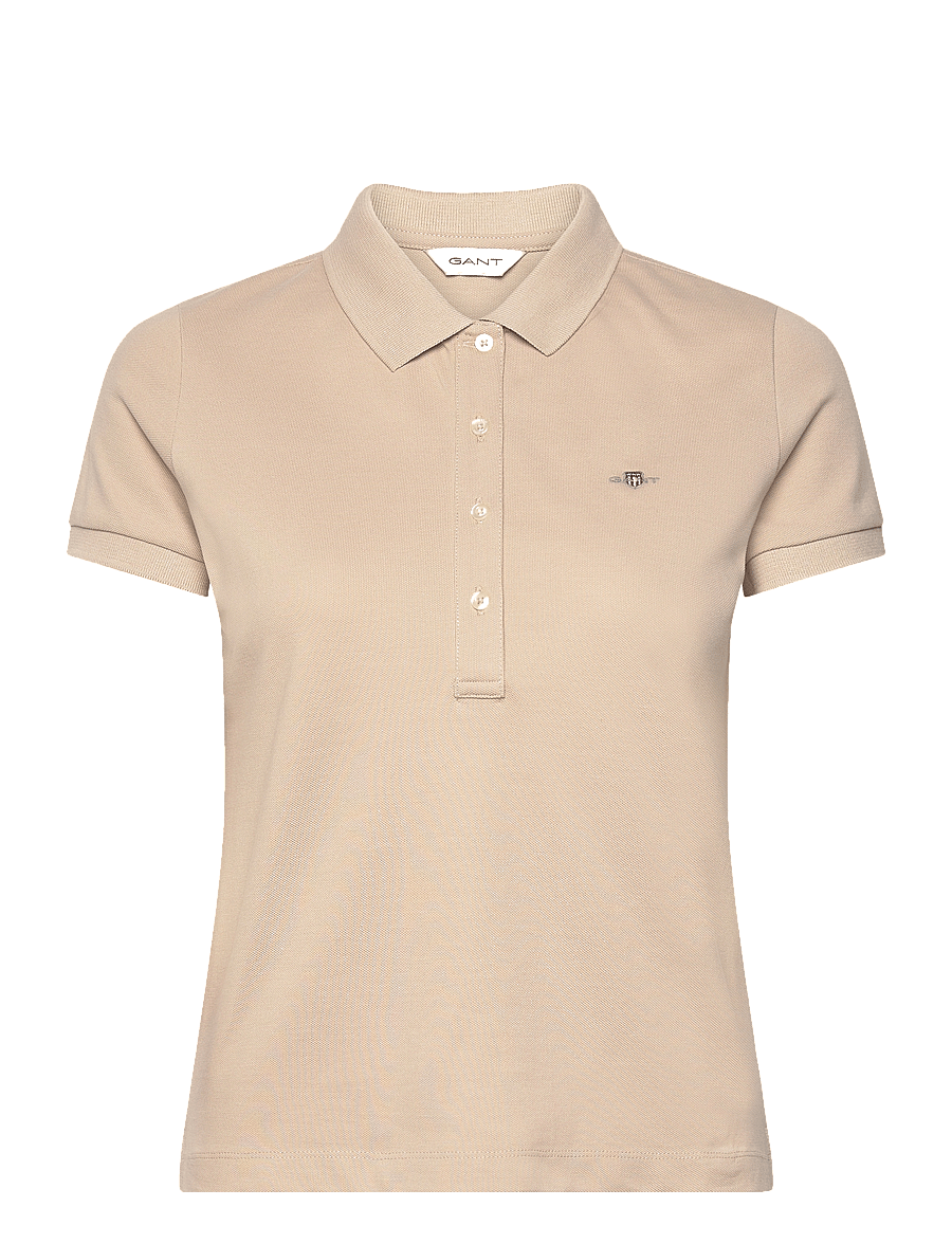Gant - SLIM SHEILD CAP SLEEVE PIQUE POLO - polos - dry sand - 0