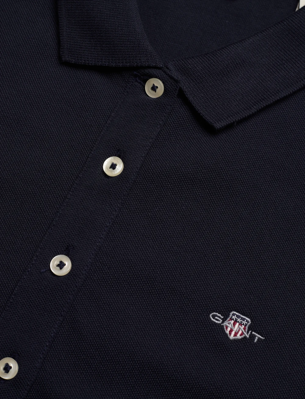 GANT - SLIM SHEILD CAP SLEEVE PIQUE POLO - poloshirts - evening blue - 2